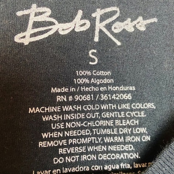 BOB ROSS Men's Black Blue Space Painting Graphic Print T-Shirt Size Small - Picture 4 of 4